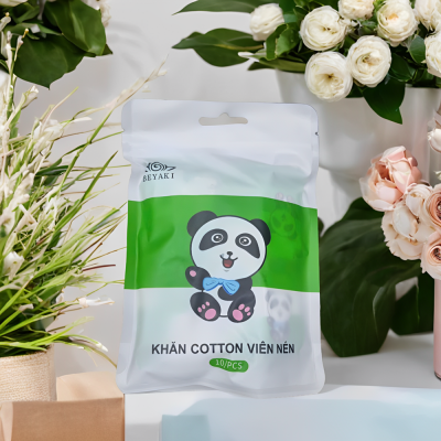 Khăn nén cotton 24x40cm Beyaki 10 viên tiện lợi